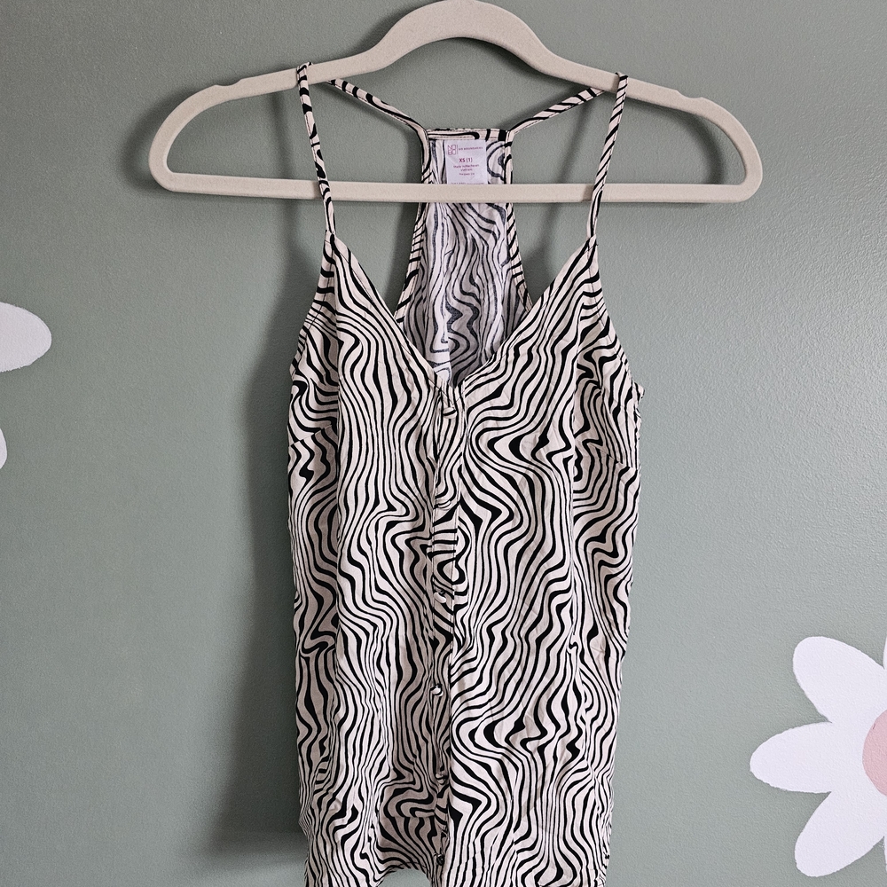 No Boundaries Black and White Patterned Strappy Top